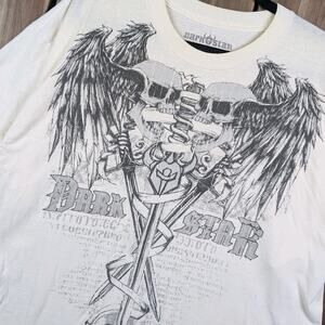 Dark Star Skull Angel Wing Sword Dagger Vintage Y2K Grunge Mall Goth T-shirt XL